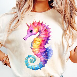 Preppy Summer Seahorse PNG, Coastal Summer Vibes Png, Seahorse Png, Nautical Ocean Sublimation, Glitter Summer Coquette Png, Beach Seashell