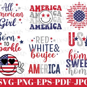 4 juillet SVG Bundle, 4 juillet SVG, 4 juillet Svg, Svg patriotique, Amérique Svg, drapeau USA Svg, jour de l'indépendance Svg, fichiers de coupe Cricut