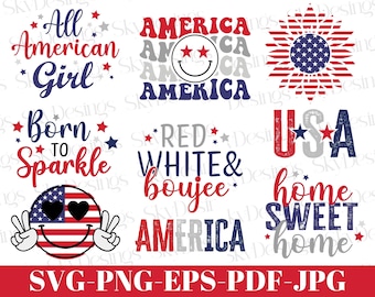 4th of July SVG Bundle, July 4th SVG, Fourth of July Svg, Patriotic Svg, America Svg, USA Flag Svg, Independence Day Svg, Cricut Cut Files