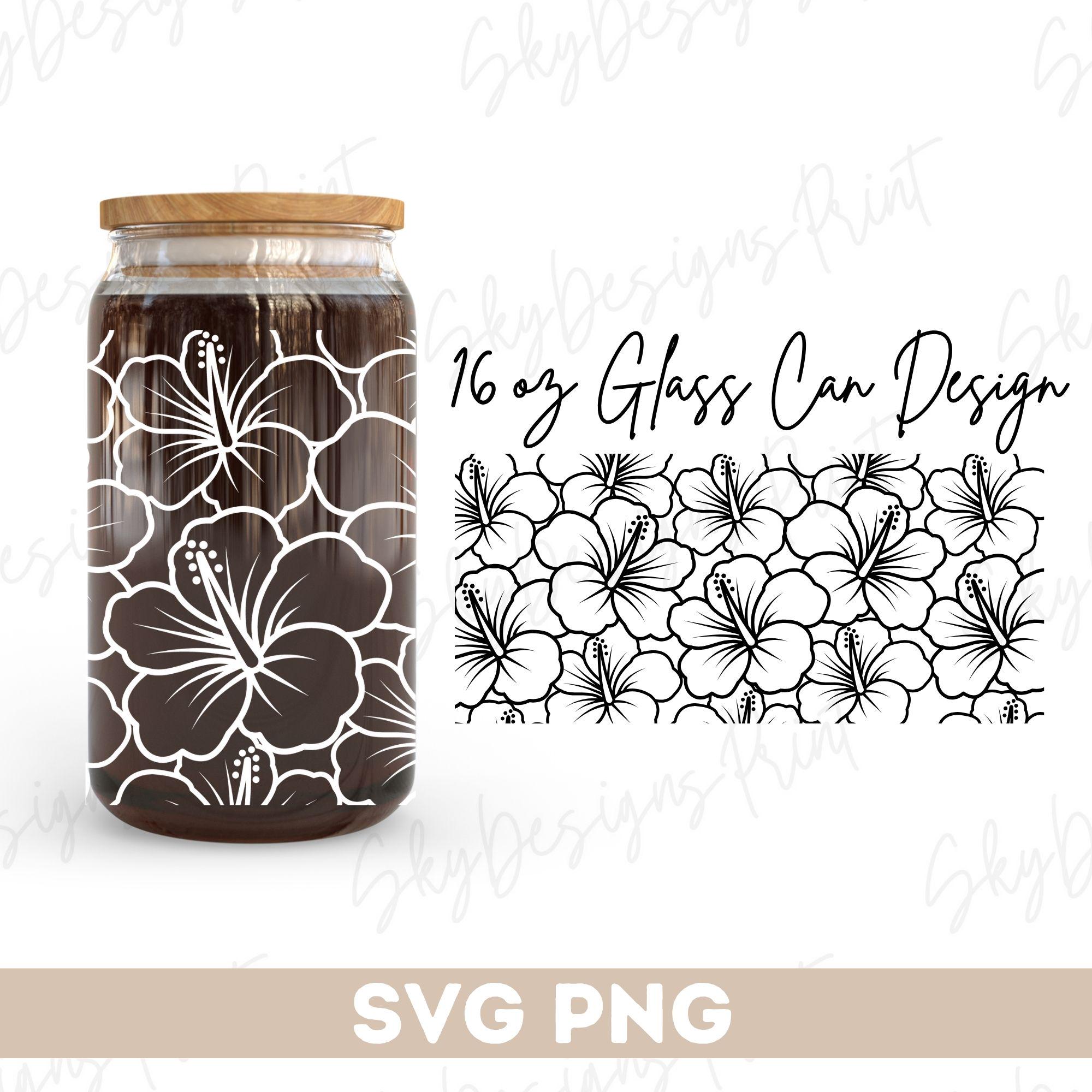 Hibiscus Flower 16oz Libbey Glass Can Wrap SVG PNG (digital Download ...