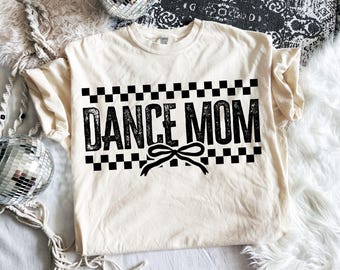 Dance Mom SVG PNG, Dance Svg, Coquette Bow, Checkered, Distressed, Dance Mom Shirt Svg, Dance Mom Png, Dancer Svg, Dance Life, Dance Mama