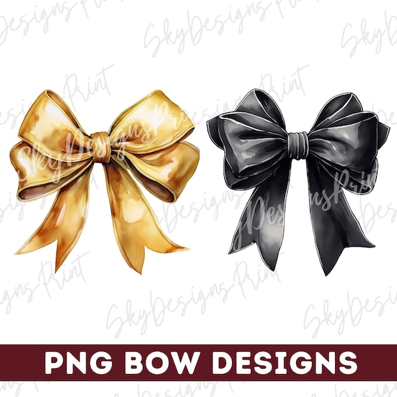 Coquette Bow PNG, Gold Bow Png, Black Bow Png, Watercolor Bow Png, Bow Png, Black Bow Clipart, Yellow Bow Png, Aesthetic, Trendy,Sublimation