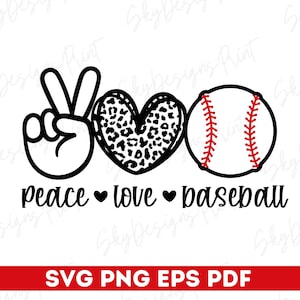 Peace Love Baseball SVG, honkbal Svg, honkbal moeder Svg, honkbalshirt Svg, liefde honkbal Svg, speldag Svg, sport Svg, Peace Love Svg