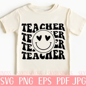 Teacher SVG, Teacher Shirt Svg, Teacher Happy Face Svg, Teacher Png, Teacher Appreciation Svg, Teacher Life Svg,Retro Teacher Svg,School Svg image 4