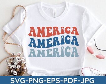Amerika SVG, Retro Amerika SVG, 4 juli SVG, patriottische SVG, Independence Day SVG, 4 juli SVG, golvend, Amerika shirt SVG, VS SVG,
