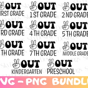 Paz fuera escuela SVG, Paz fuera grado Svg, Último día de clases Svg, Fin de clases Svg, Graduación Svg, Paz fuera Svg, Escuela Svg, Png