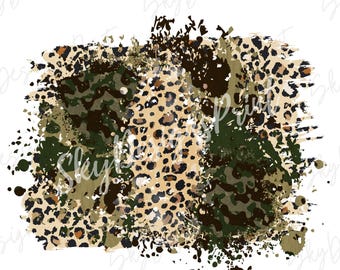 Leopard Camouflage Background PNG, Distressed Camo Background Sublimation Png, Leopard Patter Png, Camouflage Pattern, Sublimation Design