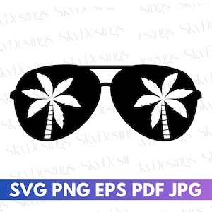 Palm Tree Sunglasses SVG, Beach Sunglasses SVG, Summer Vacation Svg, Beach Svg, Beach Vibes Vacation Shirt Svg, Summer, Beach Sunglasses PNG