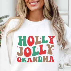 Holly Jolly grand-mère Svg, grand-mère Svg, grand-mère Noël Svg, grand-mère chemise Svg, joyeuse grand-mère Svg, joyeuse grand-mère Svg, rétro grand-mère Svg