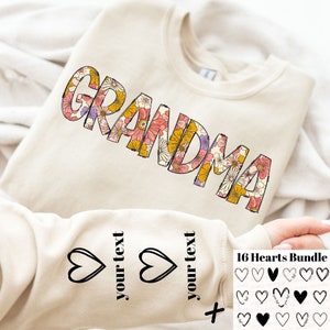 Vovó Floral PNG, Vovó Personalizada Com Nomes De Netos, Camisa De Vovó Png, Camisa De Manga Png, Dia Das Mães Png, Sublimação De Vovó
