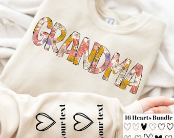 Floral Grandma PNG, Personalized Grandma With Grandkids Names, Grandma Shirt Png, Sleeve Shirt Png, Mother's Day Png, Grandma Sublimation