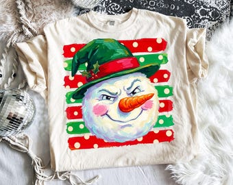 Striped Polka Dot Snowman PNG, Winter Holiday Sublimation Design (Digital Download)