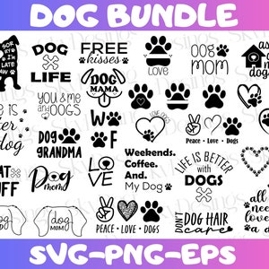 Dog SVG Bundle, Dog Mom SVG, Dog Paw Print Svg, Paw Print Svg, Dog Lover Svg, Fur Mom Svg, Puppy Svg, Dog Saying, Dog Clipart,Dog Quotes Svg