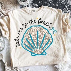 Take Me To The Beach PNG, Leopard SeaShell Png, Summer Beach Vacation Cut File, Beach Shirt Sublimation Design (Digital Download)