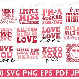Pacchetto SVG retrò di San Valentino, Svg di San Valentino, Magliette di San Valentino Svg, Disegni di San Valentino Svg Png, Svg di San Valentino carini, Svg di maglietta a cuore, Svg di amore