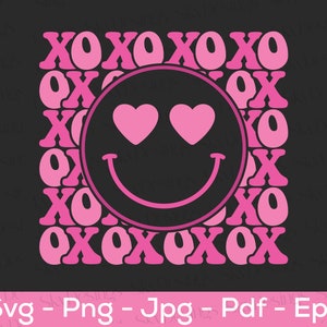 Happy Face SVG, Love Happy Face SVG, XOXO Svg, Valentine Shirt Svg ...