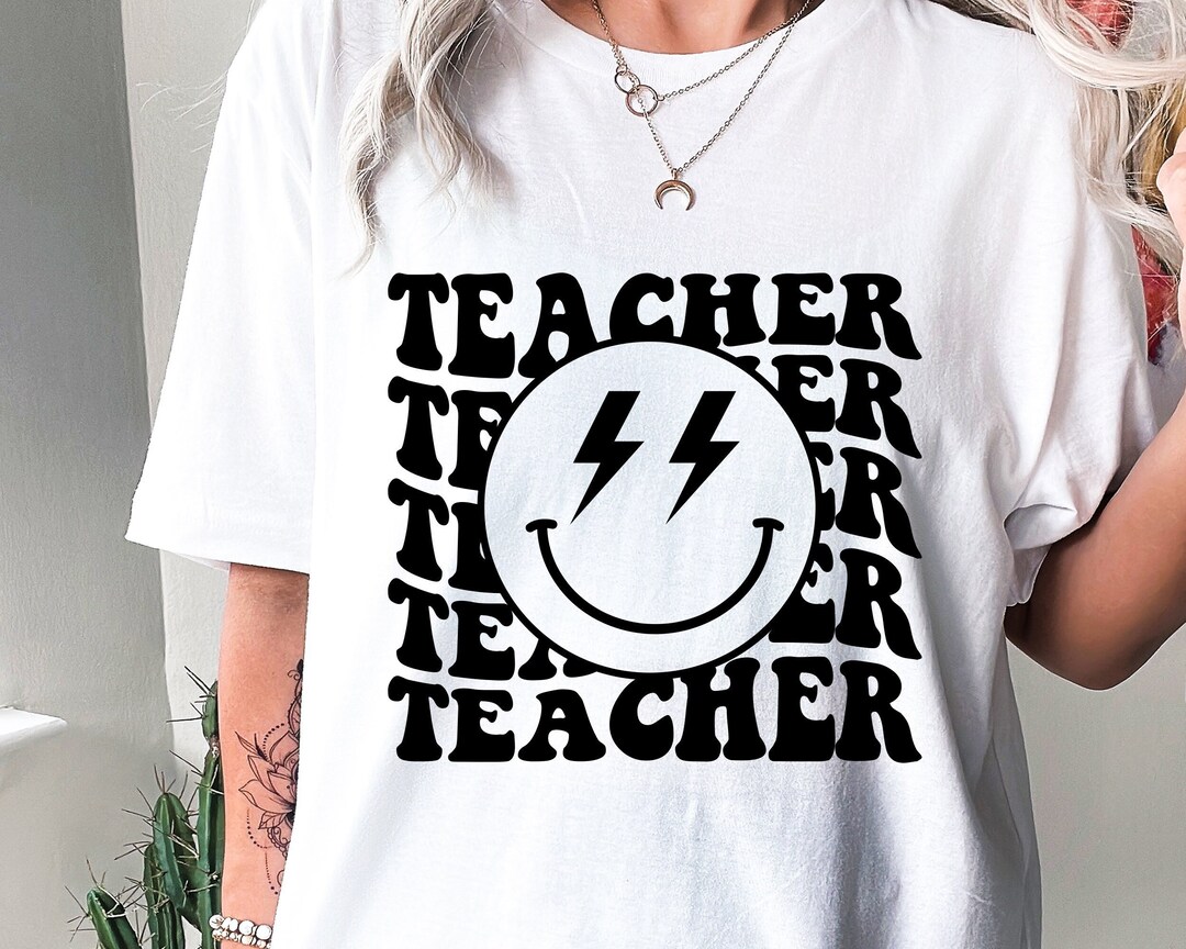 Teacher SVG, Teacher Lightning Bolt SVG, Teacher Shirt Svg, Retro ...