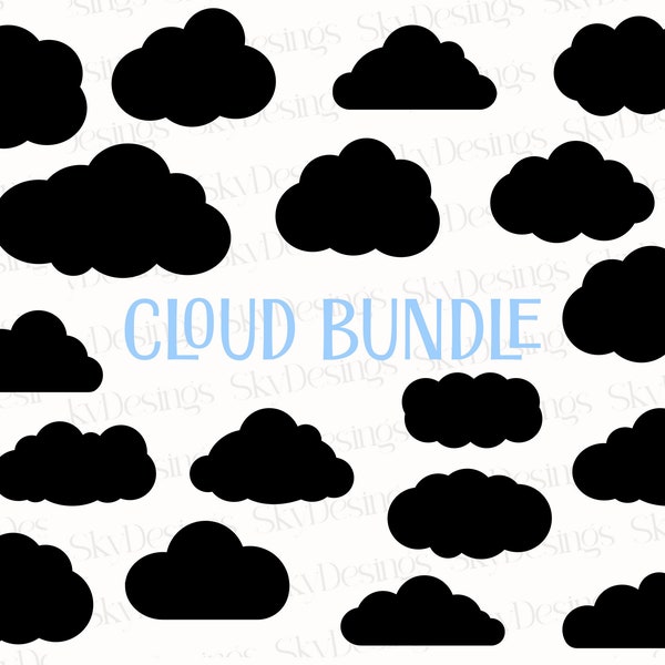 Cloud Svg Bundle, Clouds Svg, Clouds Clipart, Sky Svg, Cloud Svg Files, Weather Cloud Svg, Cloud Cut Files For Cricut, Clouds Silhouette