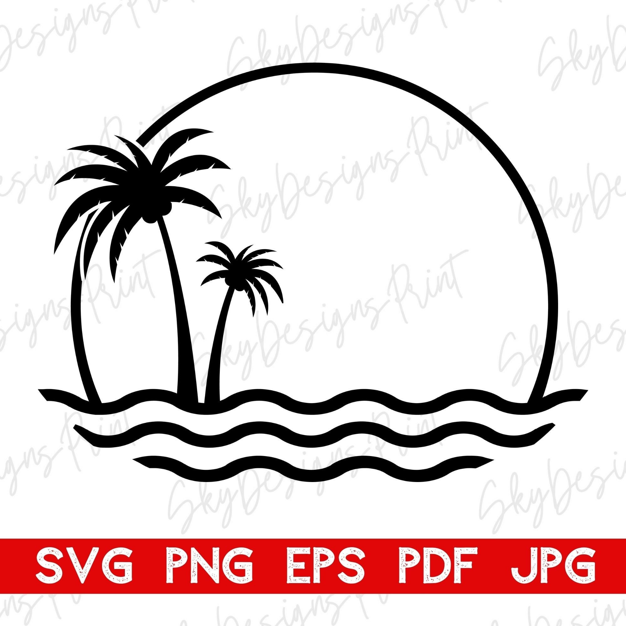 Palm Trees SVG, Beach Life Svg, Sunset Svg, Tropical Svg, Vacation Svg ...