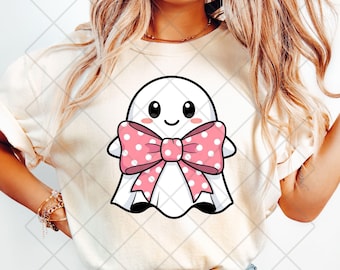 Schattig spook png, coquette Halloween Boo-spook png, Halloweenshirt png, schattige spookstrik png, boo spookshirt png, spookseizoen png, spook png