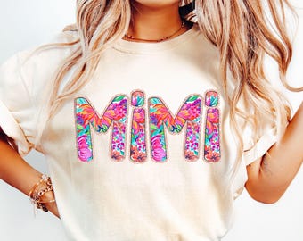 Floral Mimi Glitter PNG: Mother's Day Sublimation Design (Digital Download)