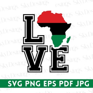 Liebe Afrika SVG, Juneteenth SVG, schwarze Geschichte svg, schwarze Frau svg, Afro Girl svg, schwarze Mädchenmagie, schwarze Power svg, Afrika Liebe svg