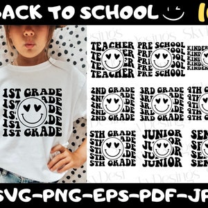 Pacote Svg retrô de volta às aulas, Svg de notas escolares, Svg de professor, Svg de Olá escola, Svg de primeiro dia de aula, Svg de camisa de professor, Svg de camisa infantil
