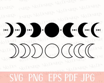 Moon Phase Svg Files, Moon Svg, Crescent Moon Svg, Moon Phases Svg, Celestial Svg, Moon Cycle Svg, Moon Phase Clipart, Moon Cricut cut files