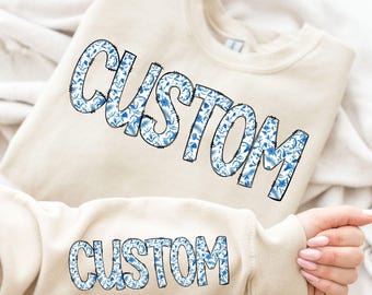 Custom Blue Willow Chinoiserie PNG, Blue Floral Custom Text Png, Chinoiserie Custom Png, Custom Chinoiserie Name Png, Chinoiserie Png