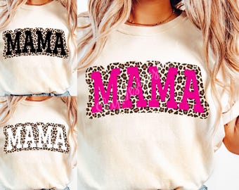 Mama Leopard Print PNG: Retro Varsity Sublimation Design (Digital Download)