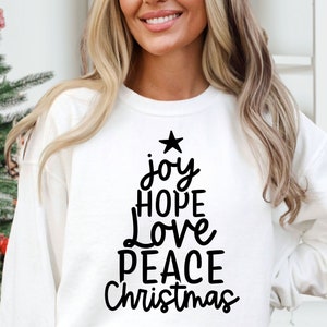 Kerstboom SVG, vreugde hoop liefde vrede Svg, Kerstmis Svg, vreugde Svg, vrede Svg, liefde Svg, geloof, kerstshirt Svg, Winter Svg, vakantie Svg