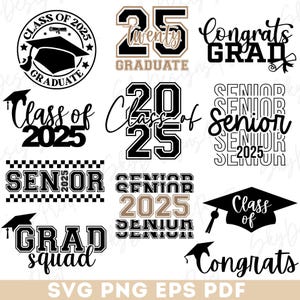 Bundle SVG senior 2025, Svg de l'obtention du diplôme, Svg de la promotion 2025, Svg de chemise de remise des diplômes, Svg de remise des diplômes seniors, Svg de chemise de lycée, Png