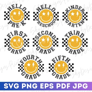 Lot Rentrée scolaire SVG, SVG niveau scolaire, SVG premier jour d'école, SVG enseignant, SVG maternelle, préscolaire, 1re, 2e, 3e, 4e, 5e année Svg