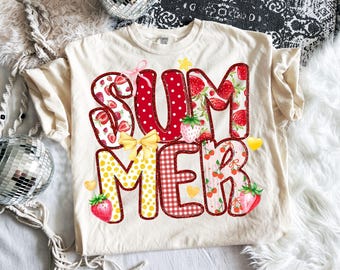 Preppy Strawberry Summer PNG Clipart: T-Shirt & Mug Design (Digital Download)