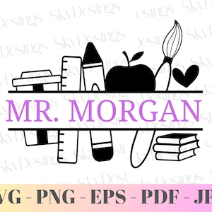 Monogramma insegnante SVG, Insegnante Svg, Cornice nome insegnante Svg, Maglietta insegnante Svg, Scuola Svg, Ritorno a scuola Svg, Monogramma materiale scolastico Svg
