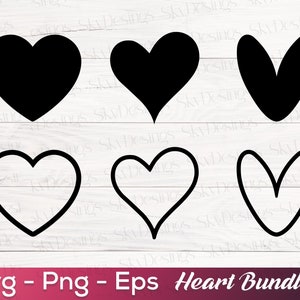 Paquete SVG de corazón, SVG de corazón, contorno de corazón, SVG de corazón negro, SVG de corazón simple, SVG de corazón dibujado a mano, SVG de forma de corazón, SVG de amor, SVG de San Valentín
