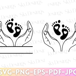 Baby Feet SVG, Hands And Baby Feet Svg, Baby Footprint Svg, Monogram Svg, Baby Feet Clipart, Baby Feet Cut File For Cricut, Png Eps Pdf Jpg