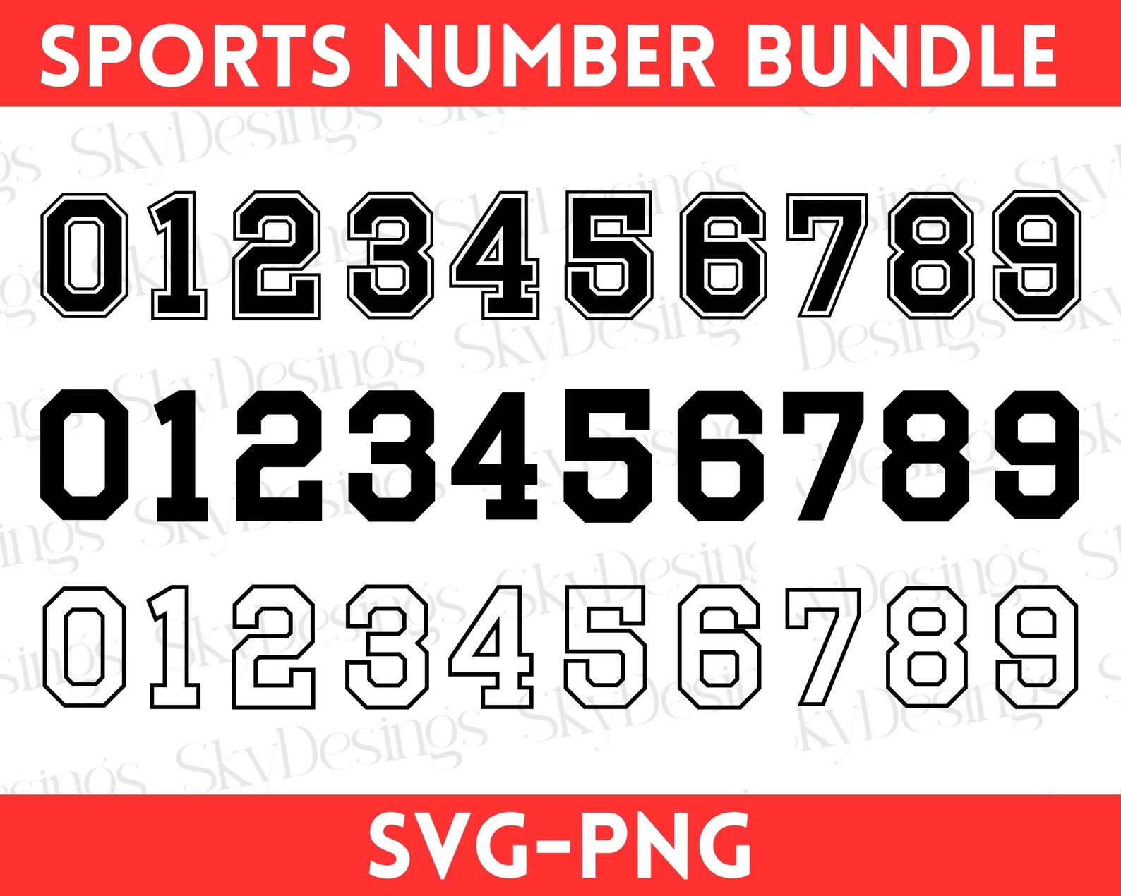 Sport Numbers SVG Bundle, Jersey Number Templates Svg, Varsity Font Svg ...