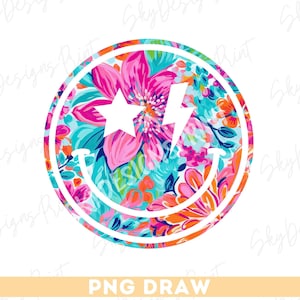 Floral Smile Face PNG, Flowers Smile PNG, Trendy Summer Smile Face Png, Tropical Smile Shirt Design, Summer Vibes Png, Smile Face Shirt Png