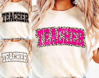 Leopard Teacher PNG Bundle: Retro Shirt Design (Digital Download)