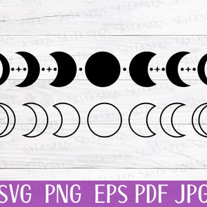 Maanstanden Svg, maancyclus Vector, maanfase Svg, maan Svg, wassende maan Svg, hemelse Svg, maanstanden Clipart, maan Cricut gesneden bestanden