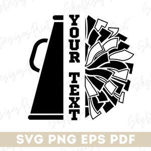 Cheer SVG, Pom Pom Svg, Megaphone Svg, Personalized Cheerleader Svg, Cheer Team Name, Pom and Megaphone Svg, Cheer Mom Svg, Cheer Coach Svg