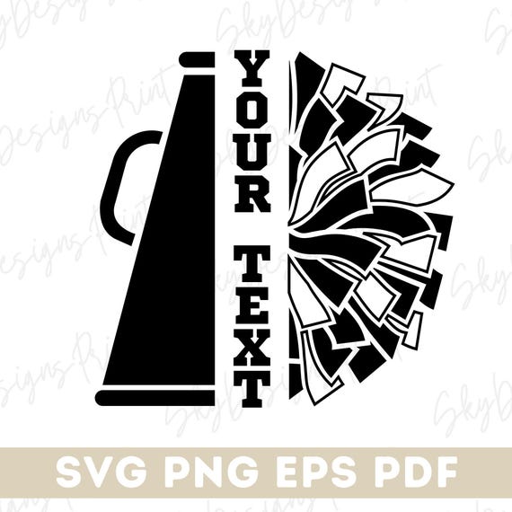 Cheer SVG, Pom Pom Svg, Megaphone Svg, Personalized Cheerleader Svg, Cheer Team Name, Pom and Megaphone Svg, Cheer Mom Svg, Cheer Coach Svg