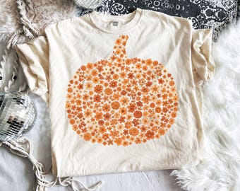 Floral Pumpkin PNG, Fall Pumpkin Sublimation Design, Autumn Flowers, Floral Halloween, Pumpkin Season Png, Boho Floral Fall Png
