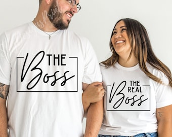 Der Boss, der echte Boss SVG, Paare Clipart, Paar passende Hemden SVG, Paar Valentinstag SVG, lustige Valentinstag Shirt, Png, Valentinstag Geschenk