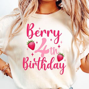Berry 4th Birthday PNG, Strawberry 4th Birthday Shirt Png, Girls 4th Birthday Png, Girls 4th Birthday Shirt Png, Strawberry Birthday Png
