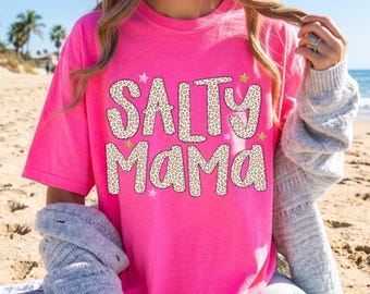Leopard Salty Mama PNG, Salty Mama Png, Beach Mama Png, Summer Mama Sublimation, Coastal Vacation Png, Trendy Beach Shirt Png, Summer Vibes
