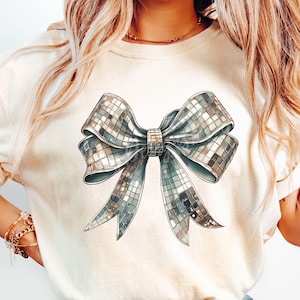 Glitter Bow PNG, Disco Bow Png, Coquette Glitter Bow Png, Sparkle Bow Png, Trendy Bow Png, Aesthetic, Disco Ball Print, Sublimation Design