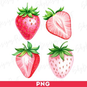 Strawberry Clipart: Summer Berry PNG Bundle (Digital Download)