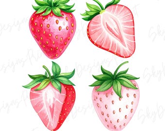 Clipart de fresa: paquete PNG de bayas de verano (descarga digital)